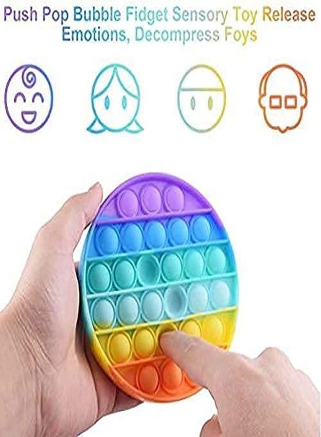 WOTOFY لعبة WOTOFY Pop It للأطفال، لتخفيف التوتر لدى البالغين، لعبة قلق لجميع الأعمار، لعبة بسيطة لتخفيف التوتر، لعبة Pop It بأشكال مختلفة للأطفال، لعبة تعليمية للأطفال والكبار (قوس قزح دائري) - Image 3